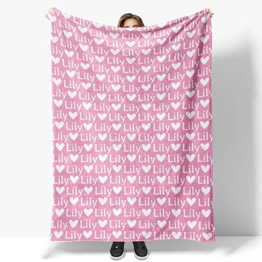 Lofaris Personalized Name With Heart Blanket For Kids Gift