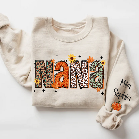Lofaris Personalized Nana Pumpkins Daisy Autumn Sweatshirt