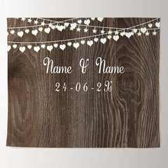 Lofaris Personalized Nature Brown Wooden Wedding Backdrop Banner