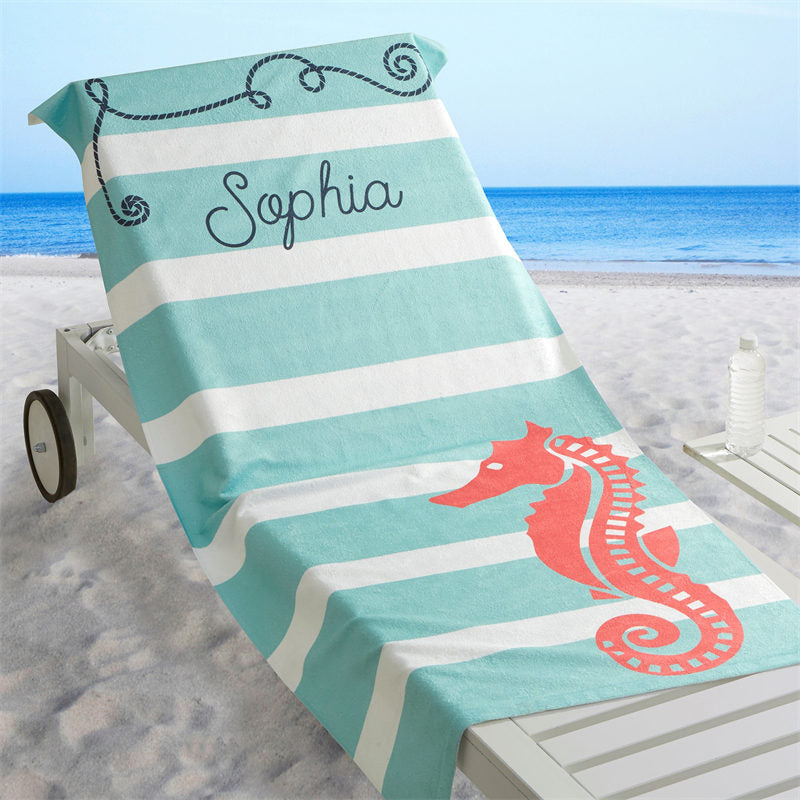 Lofaris Personalized Nautical Stripes Summer Beach Towel