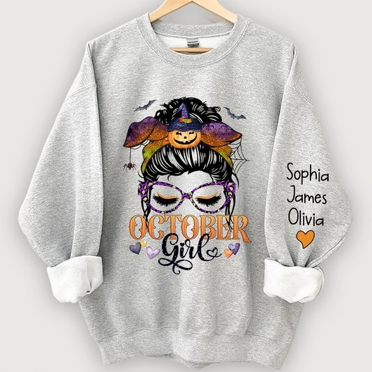 Lofaris Personalized October Girl,Halloween Gift For Women And kids Sweatshirt