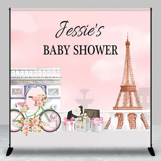 Lofaris Personalized Paris Eiffel Tower Baby Shower Backdrop