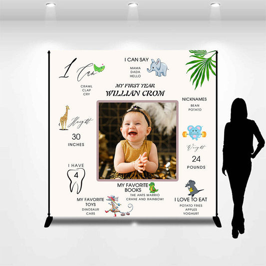 Lofaris Personalized Photo 1st Birthday Backdrop For Baby