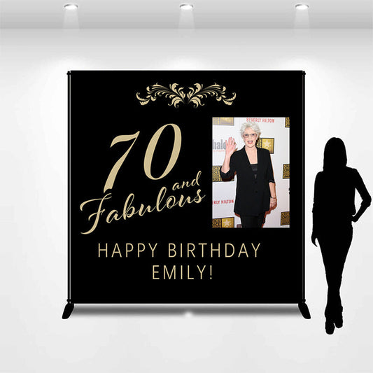 Lofaris Personalized Photo 70th Fabulous Birthday Backdrop