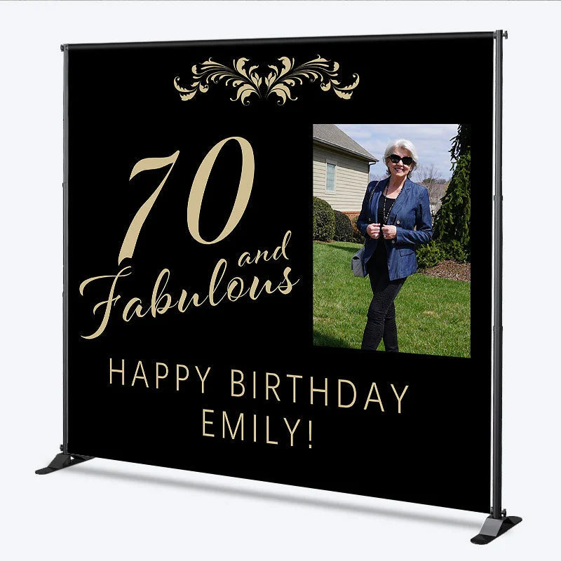 Lofaris Personalized Photo 70th Fabulous Birthday Backdrop