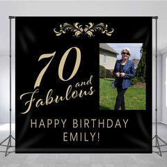 Lofaris Personalized Photo 70th Fabulous Birthday Backdrop