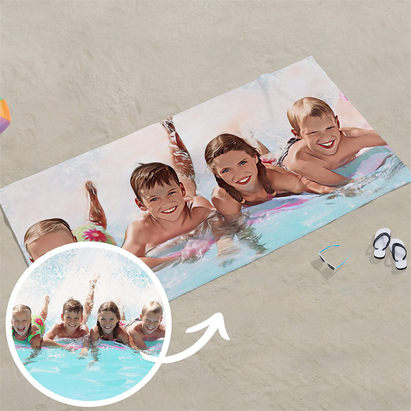 Lofaris Personalized Photo Cartoonlization Summer Beach Towel