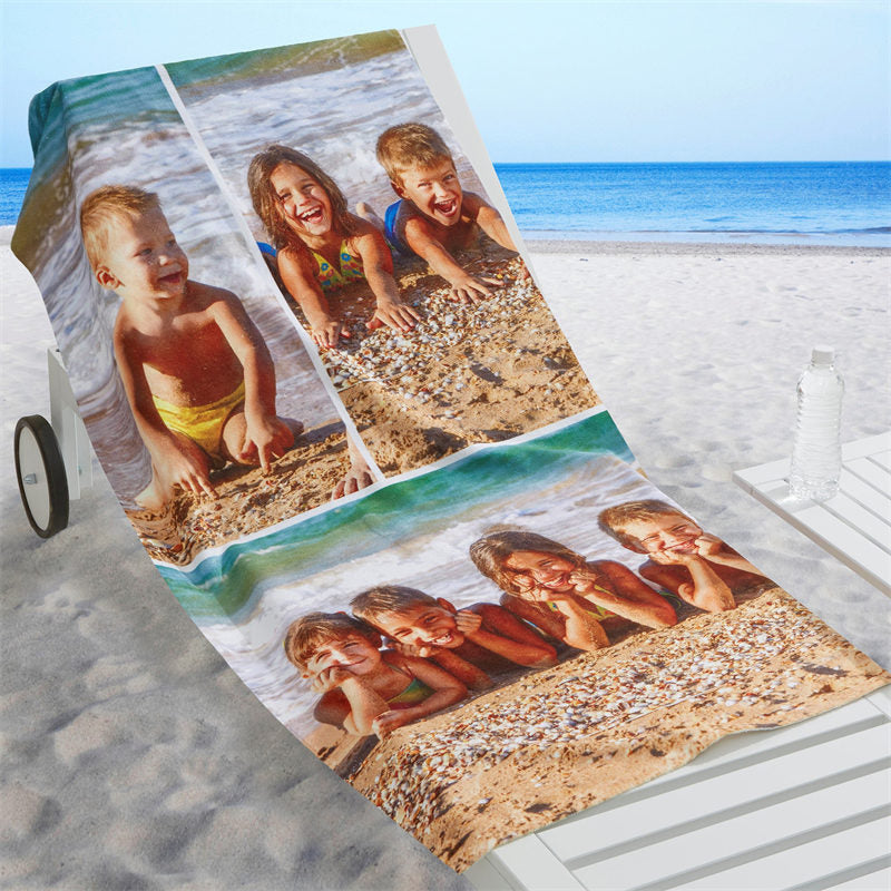 Lofaris Personalized Photo Collage Beach Towel For Memories Gift