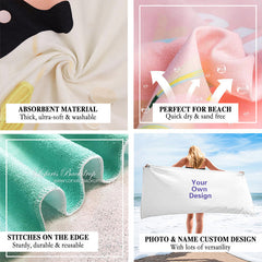 Lofaris Personalized Photo Collage Beach Towel For Memories Gift