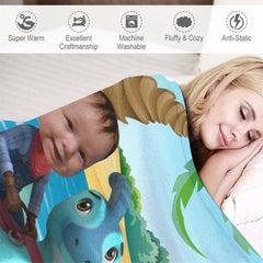 Lofaris Personalized Photo Cowboy Dinosaur Beach Sea Blanket