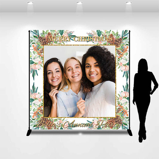 Lofaris Personalized Photo Floral Pine Cones Christmas Backdrop
