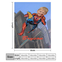 Lofaris Personalized Photo Flying Hero Pizza City Blanket