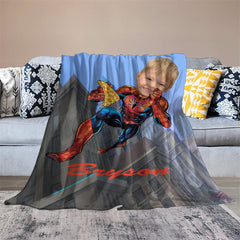 Lofaris Personalized Photo Flying Hero Pizza City Blanket