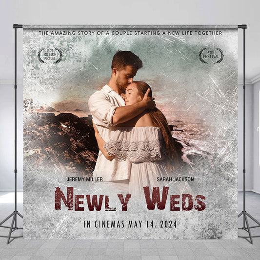 Lofaris Personalized Photo Newly Weds Wedding Backdrop
