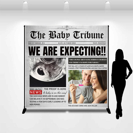 Lofaris Personalized Photo Newspaper Baby Shower Backdrop