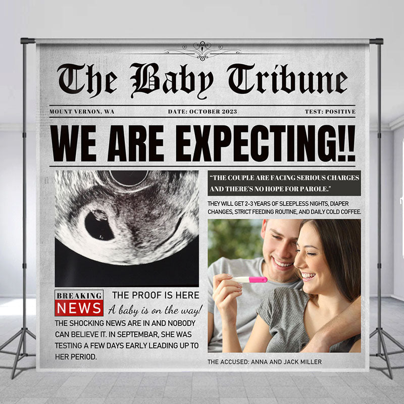 Lofaris Personalized Photo Newspaper Baby Shower Backdrop
