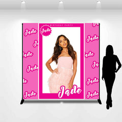 Lofaris Personalized Photo Pink Birthday Backdrop For Girls