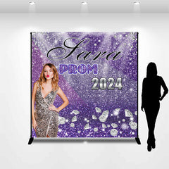 Lofaris Personalized Photo Purple Diamonds Backdrop For Prom