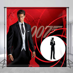 Lofaris Personalized Photo Red 007 Birthday Backdrop For Boy