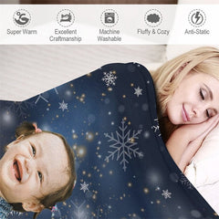 Lofaris Personalized Photo Snowflake Soft Blanket For Kits