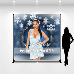 Lofaris Personalized Photo Snowflake Winter Party Backdrop