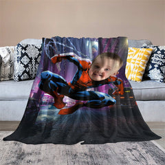 Lofaris Personalized Photo Swing Hero Night City Blanket