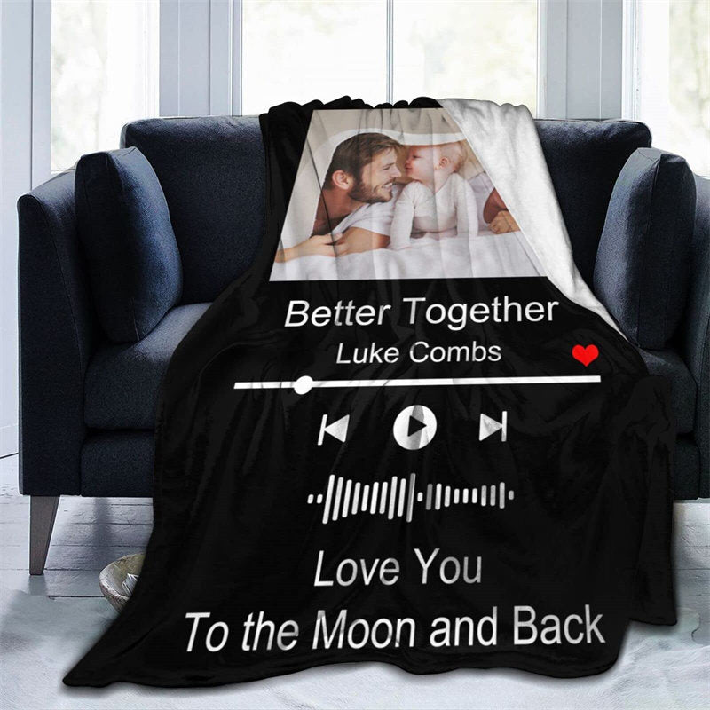 Custom Blanket with Photo Picture Text Personalized Throw Blanket