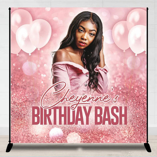 Lofaris Personalized Pink Bokeh Birthday Backdrop With Photo
