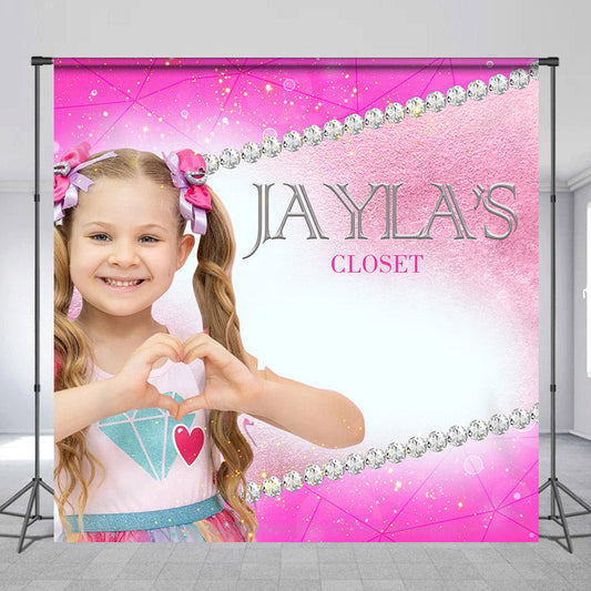 Lofaris Personalized Pink Diamond Closet Girls Party Backdrop