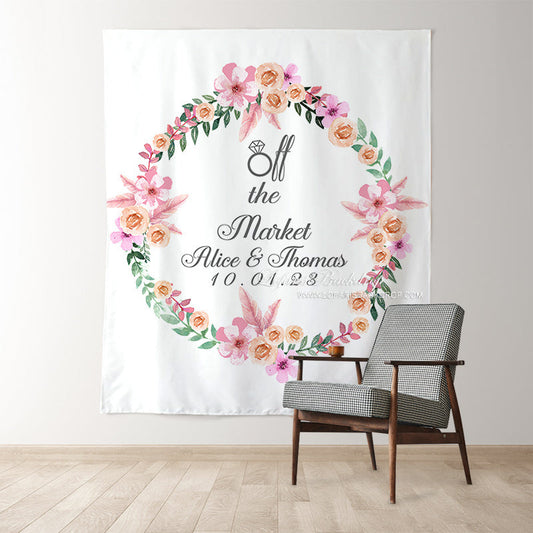 Lofaris Personalized Pink Floral Bridal Shower Backdrop