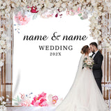 Load image into Gallery viewer, Lofaris Personalized Pink Floral Wedding Backdrop Decor Banner
