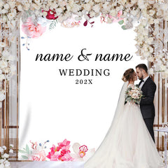 Lofaris Personalized Pink Floral Wedding Backdrop Decor Banner