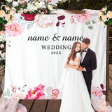 Load image into Gallery viewer, Lofaris Personalized Pink Floral Wedding Backdrop Decor Banner
