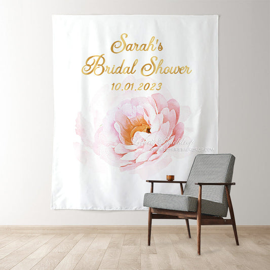 Lofaris Personalized Pink Flower And Gold Bridal Shower Backdrop