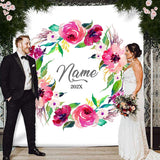 Load image into Gallery viewer, Lofaris Personalized Pink Flowers Wedding Backdrop