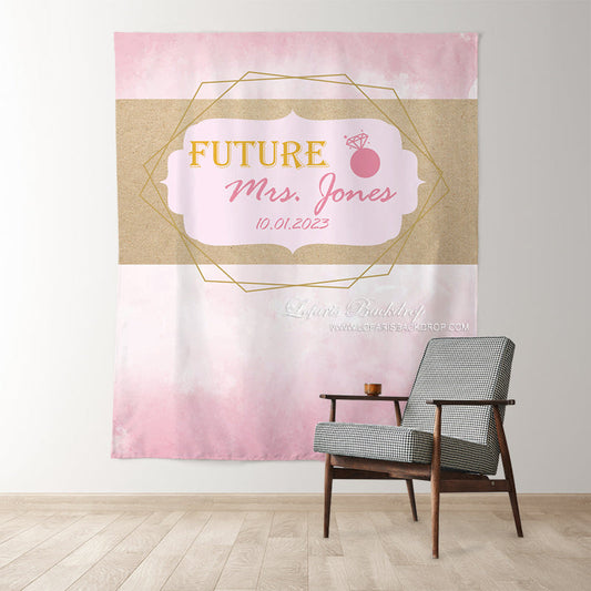 Lofaris Personalized Pink Gold Fabric Bridal Shower Backdrop Decor