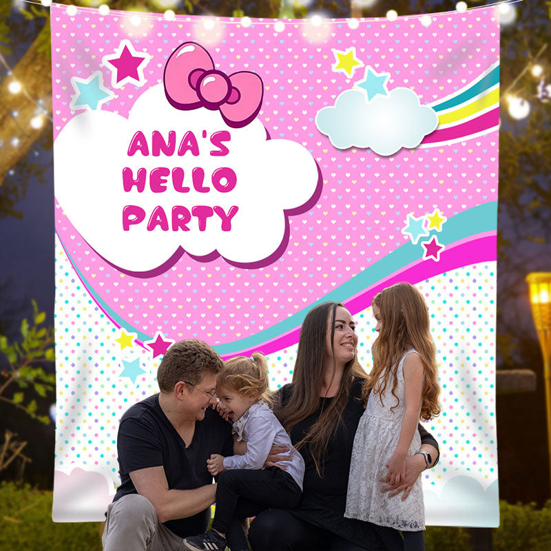 Lofaris Personalized Pink kitten Kid Birthday Party Banner