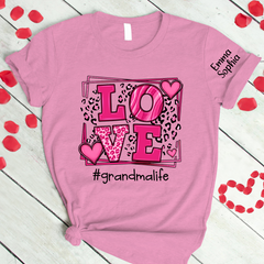 Lofaris Personalized Pink Love Grandmalife Kids Name T - Shirt