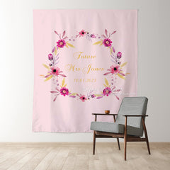 Lofaris Personalized Pink Wreath Sign Bridal Shower Backdrop