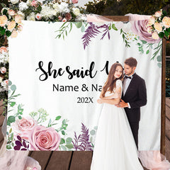 Lofaris Personalized Purple Floral Wedding Backdrop Decor Banner