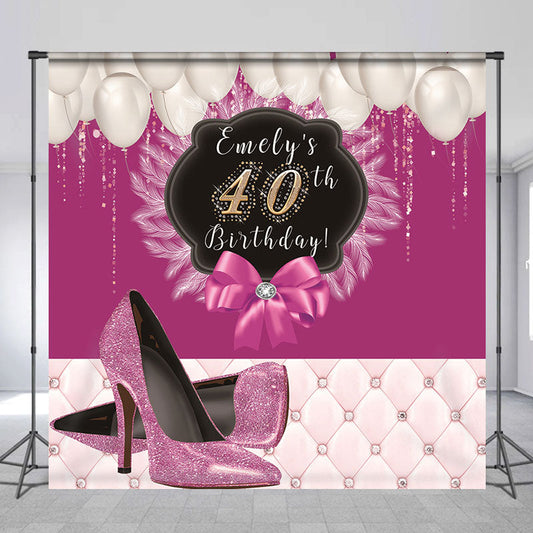 Lofaris Personalized Purple High Heel 40Th Birthday Backdrop