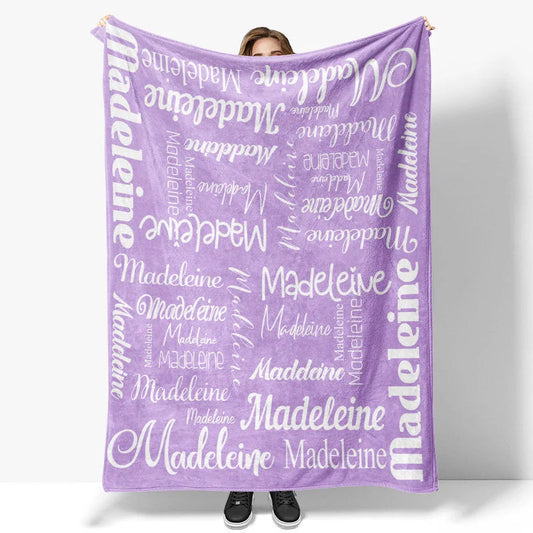 Lofaris Personalized Purple Name Blanket Designed Gift For Kid
