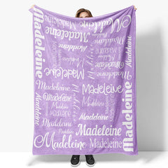 Lofaris Personalized Purple Name Blanket Designed Gift For Kid