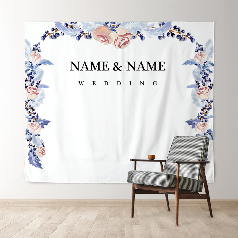 Lofaris Personalized Purple Pink Floral Backdrop For Wedding