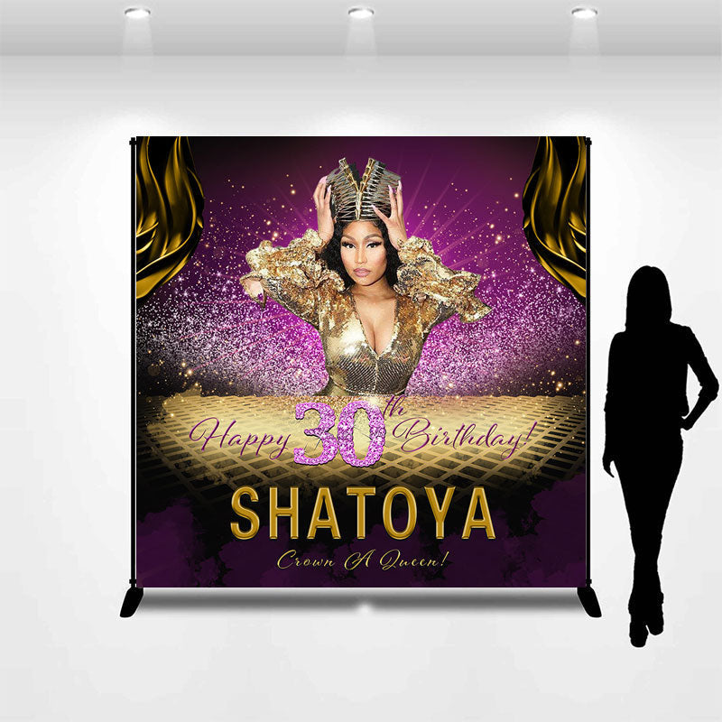 Personalized Queen Happy 30th Birthday Backdrop - Lofaris