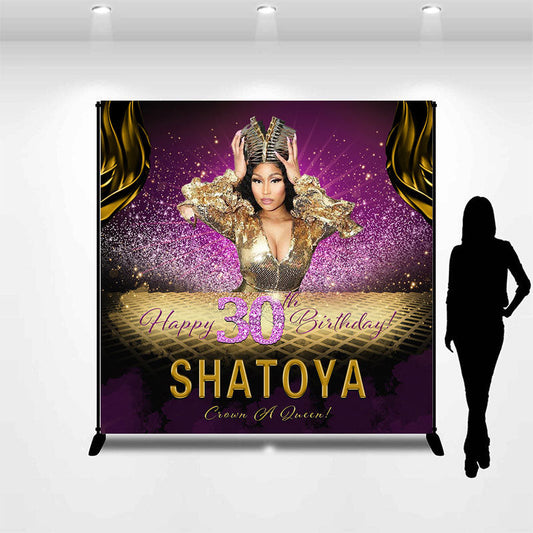 Lofaris Personalized Queen Happy 30th Birthday Backdrop