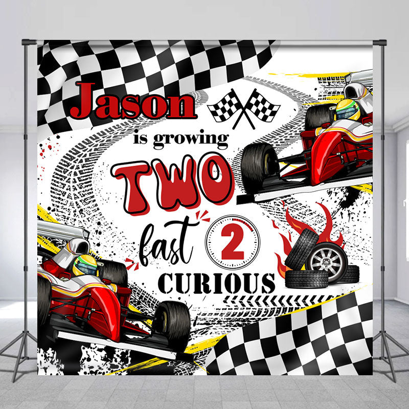 Lofaris Personalized Racing Car 2nd Birthday Backdrop For Boy