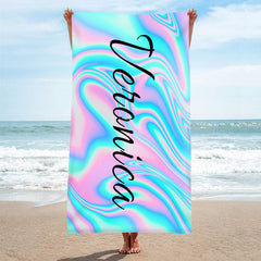Lofaris Personalized Rainbow Color Name Summer Beach Towel