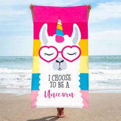 Lofaris Personalized Rainbow Unicorn Beach Towel For Girls