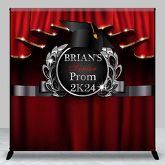 Lofaris Personalized Red Black Senior Prom 2K24 Theme Backdrop